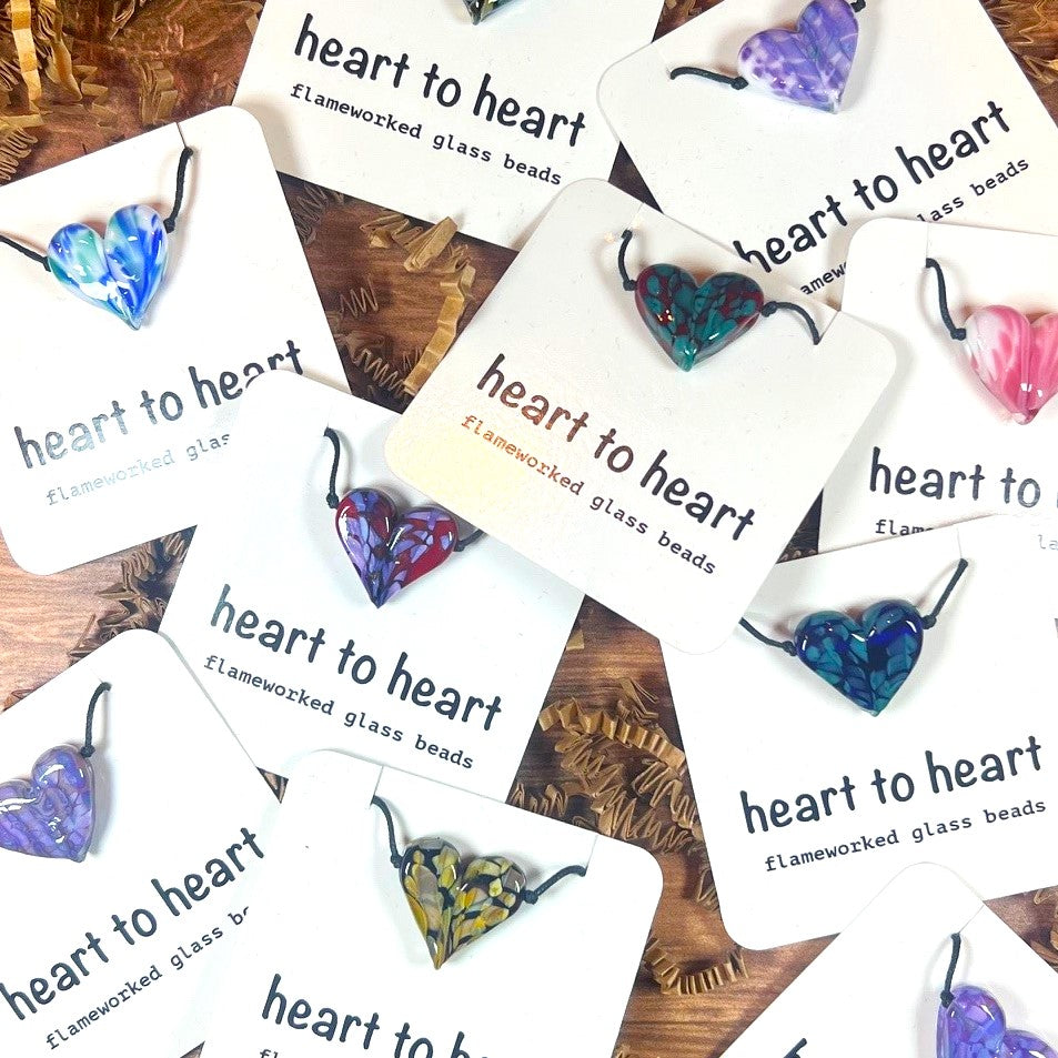 Heart Flameworked Glass Necklace by Ironwood Glassworks