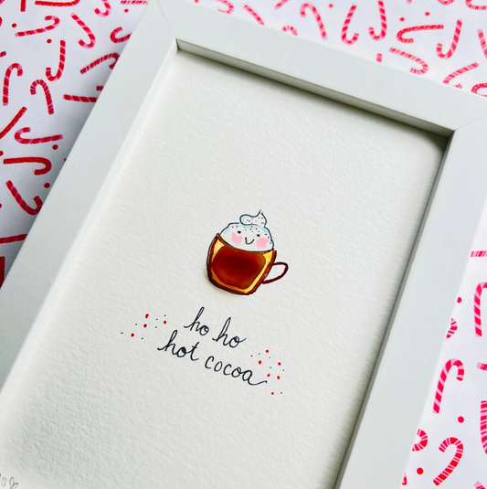 "Ho Ho Hot Cocoa" Sea Glass Art by Sook & Hook