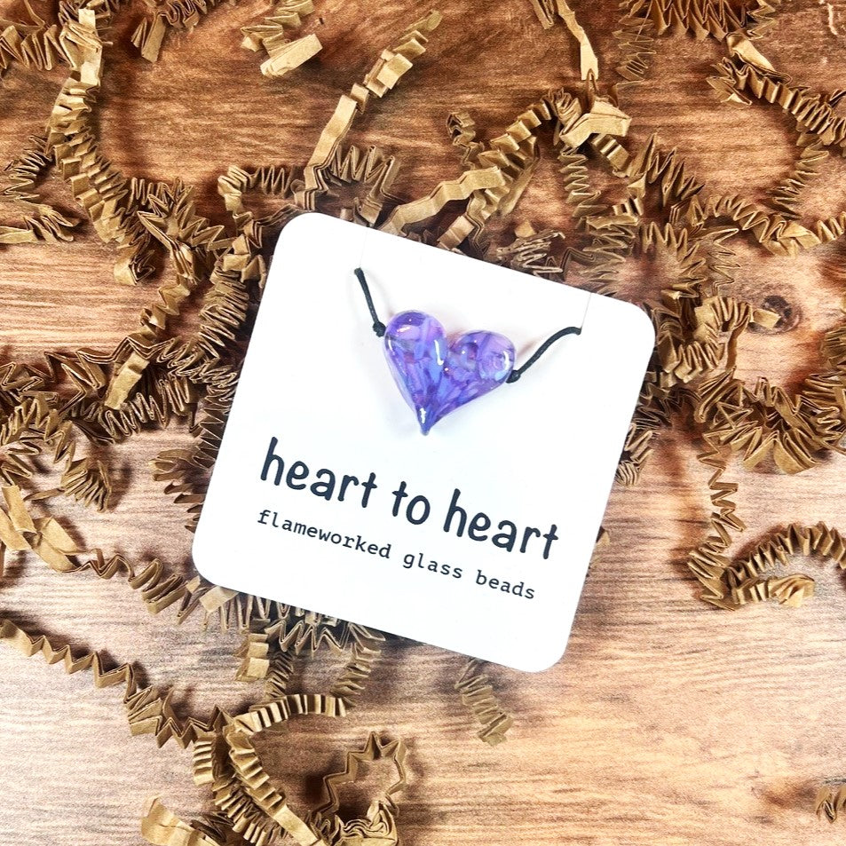 Heart Flameworked Glass Necklace by Ironwood Glassworks