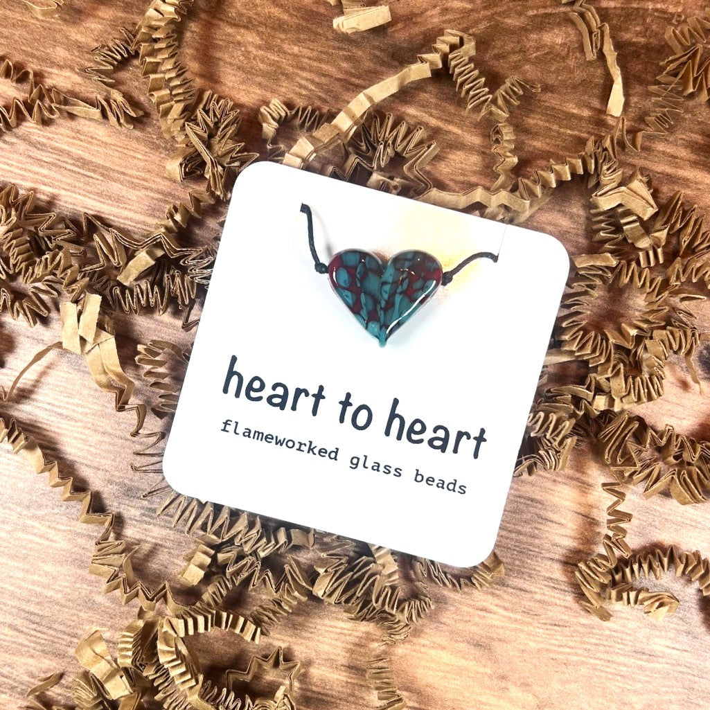 Heart Flameworked Glass Necklace by Ironwood Glassworks