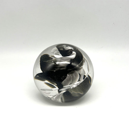 Black & White Twist Paperweight by Boise Art Glass