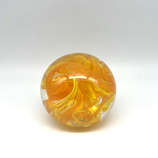 Orange Chaos Paperweight by Boise Art Glass