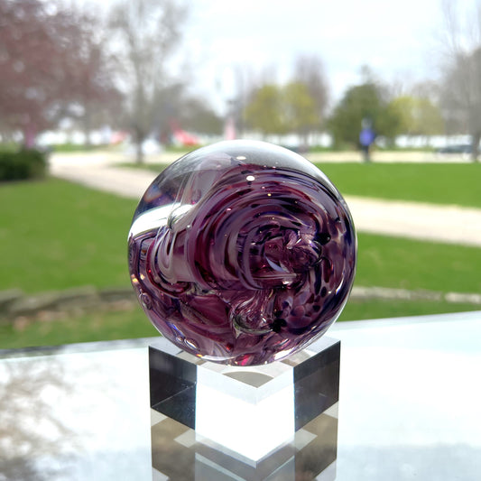 Purple Chaos Paperweight by Boise Art Glass