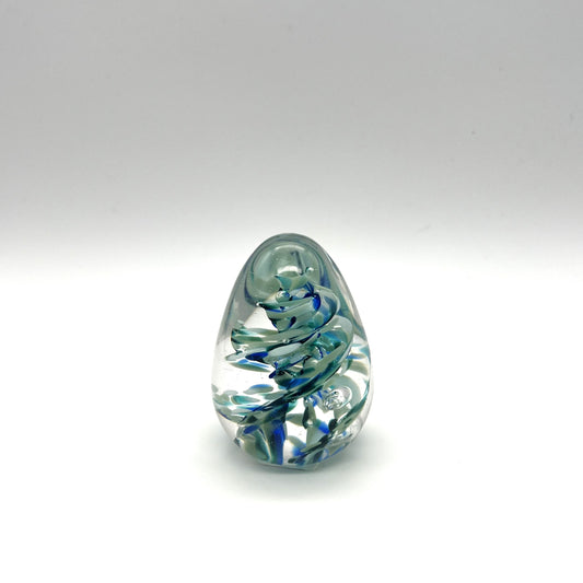Teal Egg Paperweight by Boise Art Glass