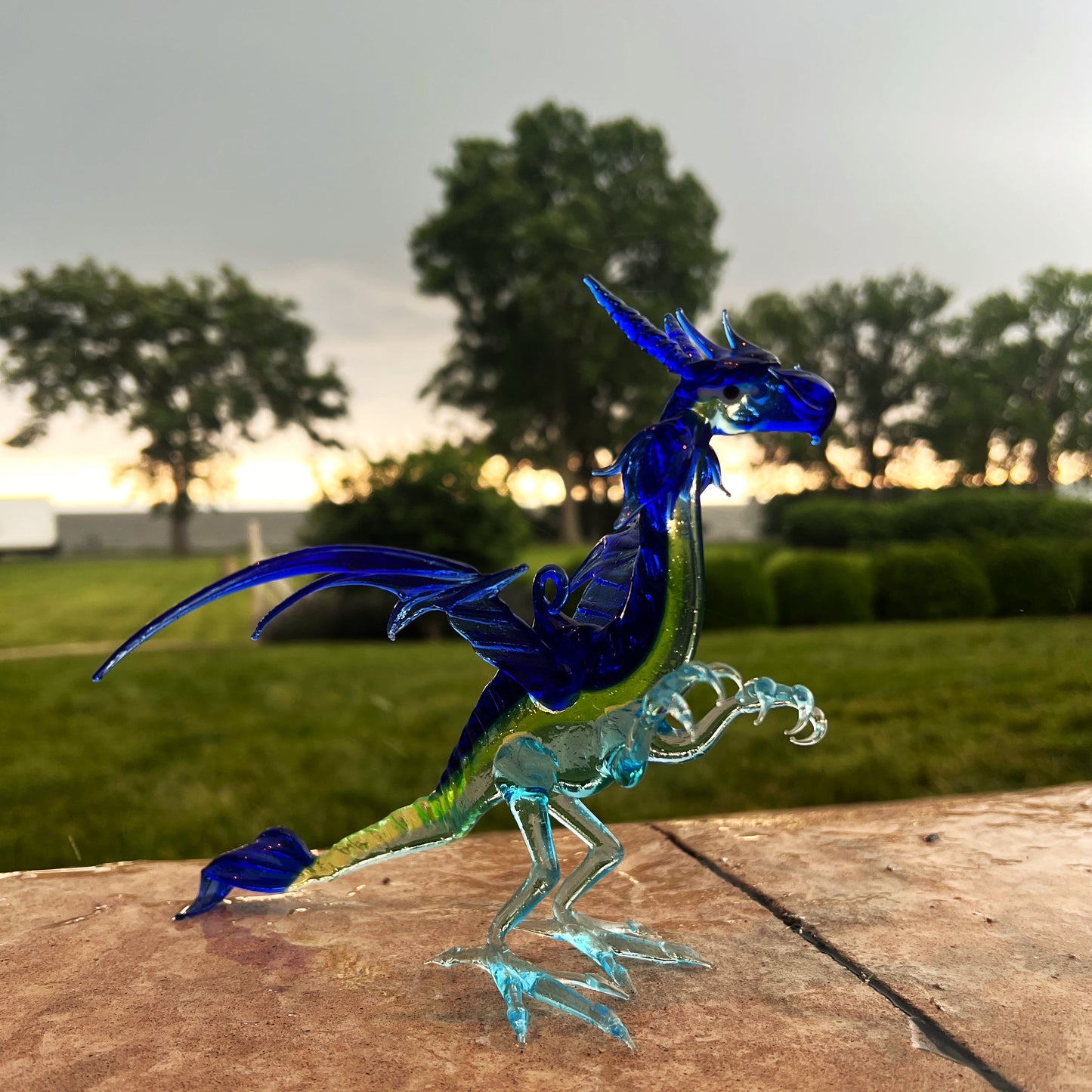 Longwei Dragon Figurine by WGK Glass Art