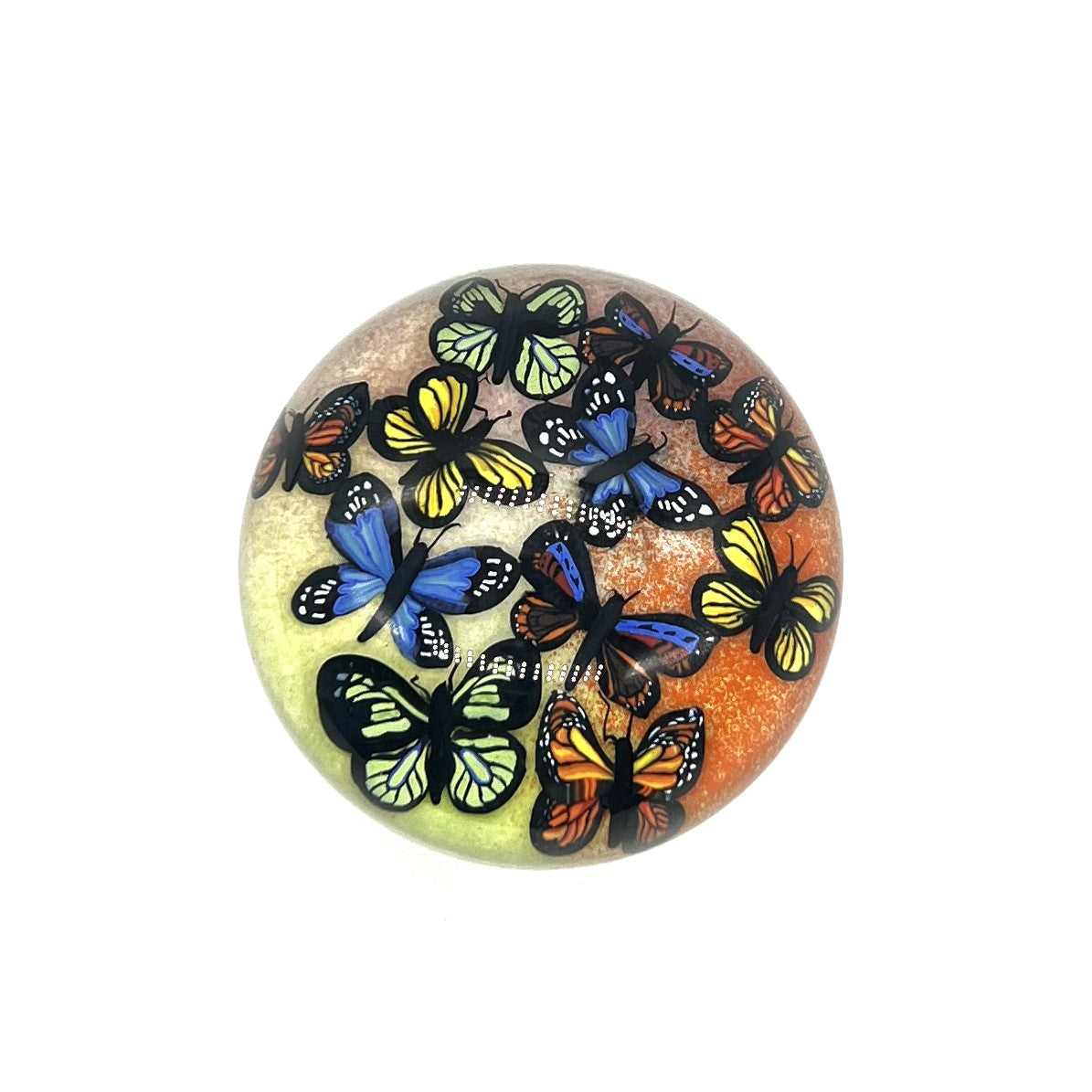 Butterfly Cloud on Orange & Yellow Paperweight 2024 by Cathy Richardson
