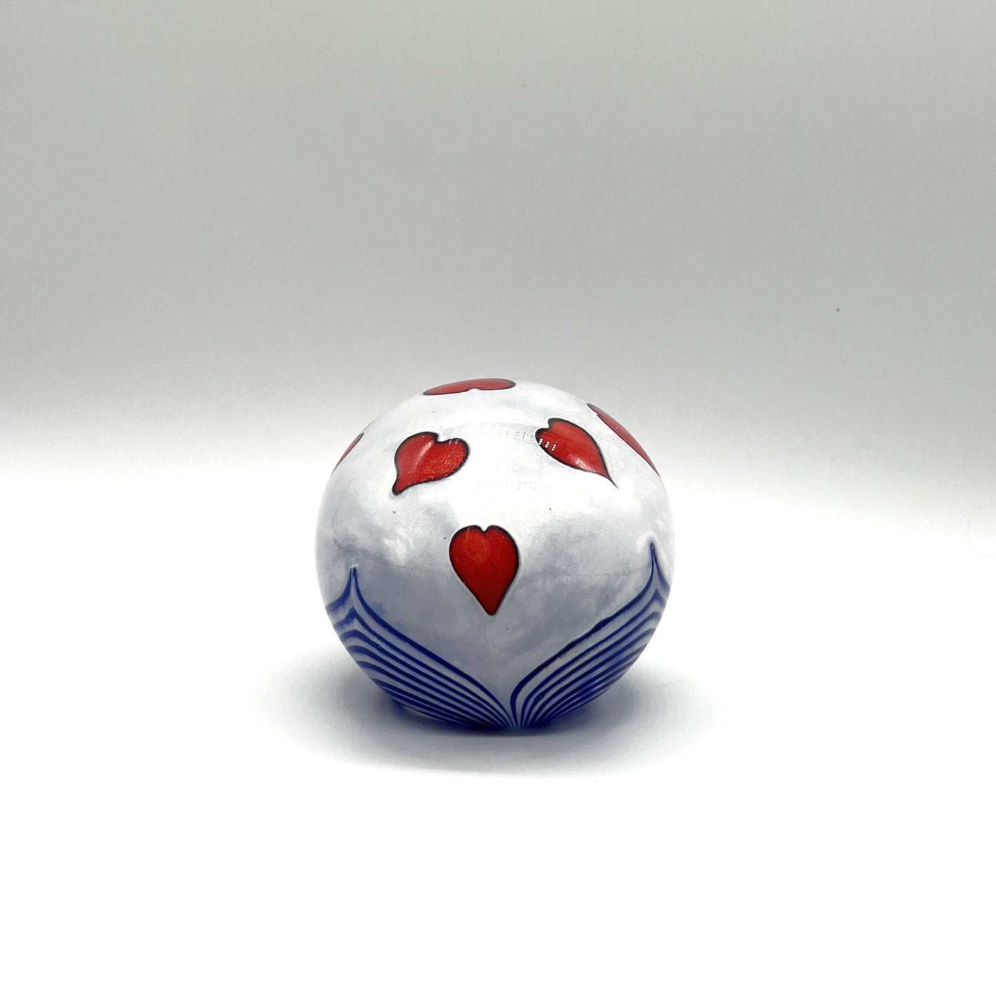 Red Hearts on White Paperweight by George Machart