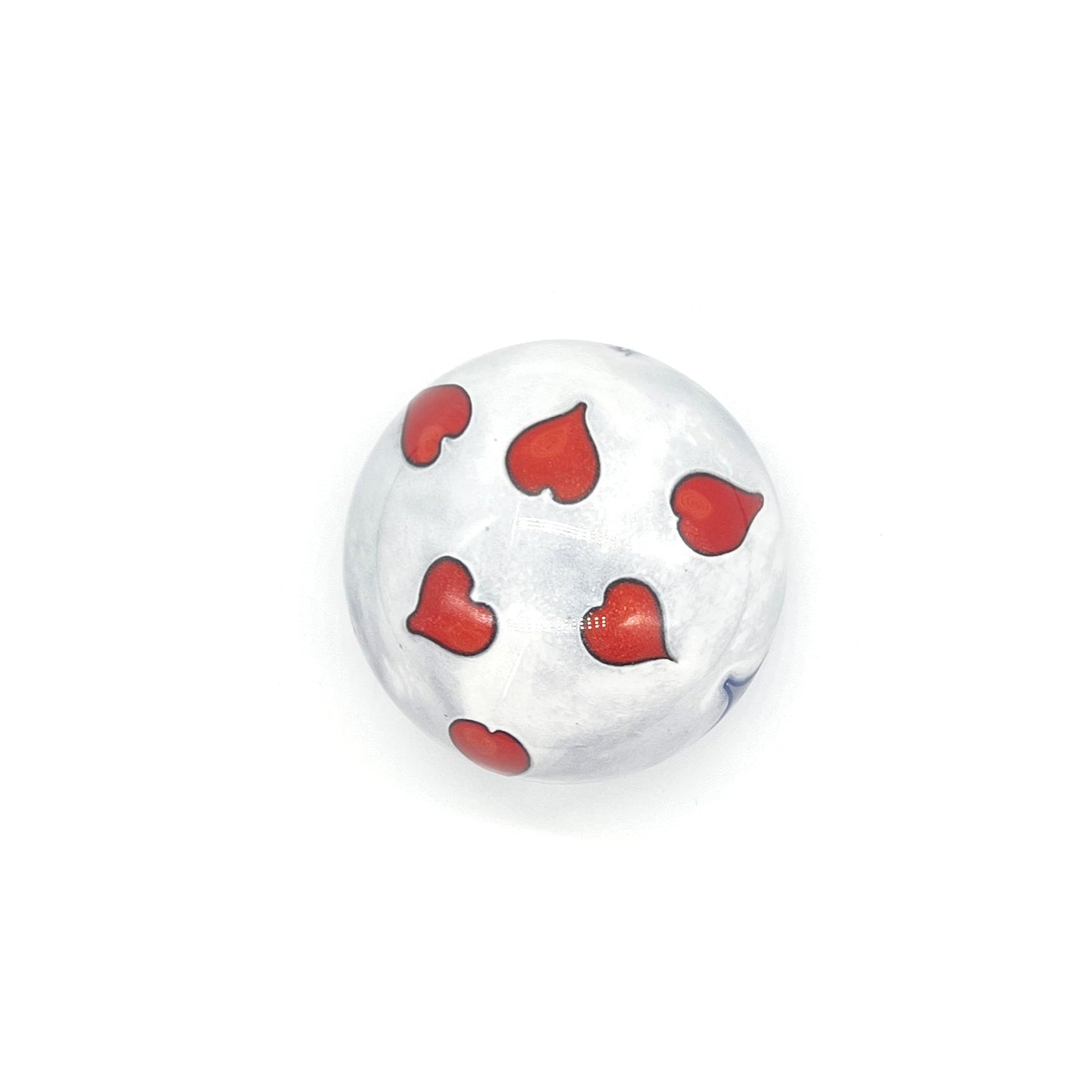 Red Hearts on White Paperweight by George Machart