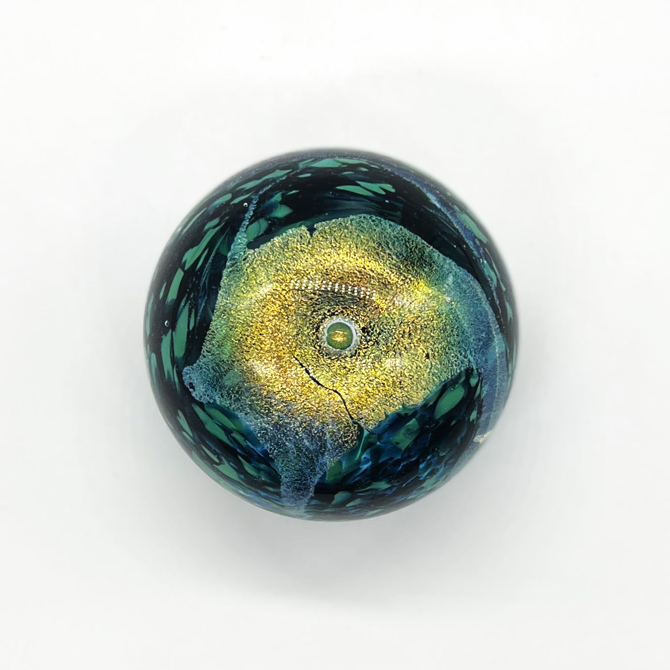 Dichroic Paperweight, Dk. Teal by Dottie Boscamp