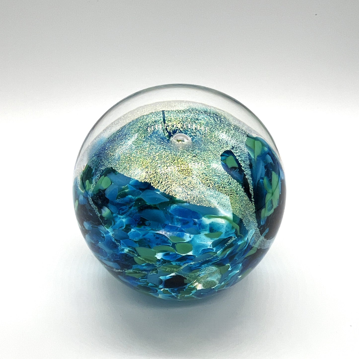 Dichroic Paperweight, Lt. Teal by Dottie Boscamp