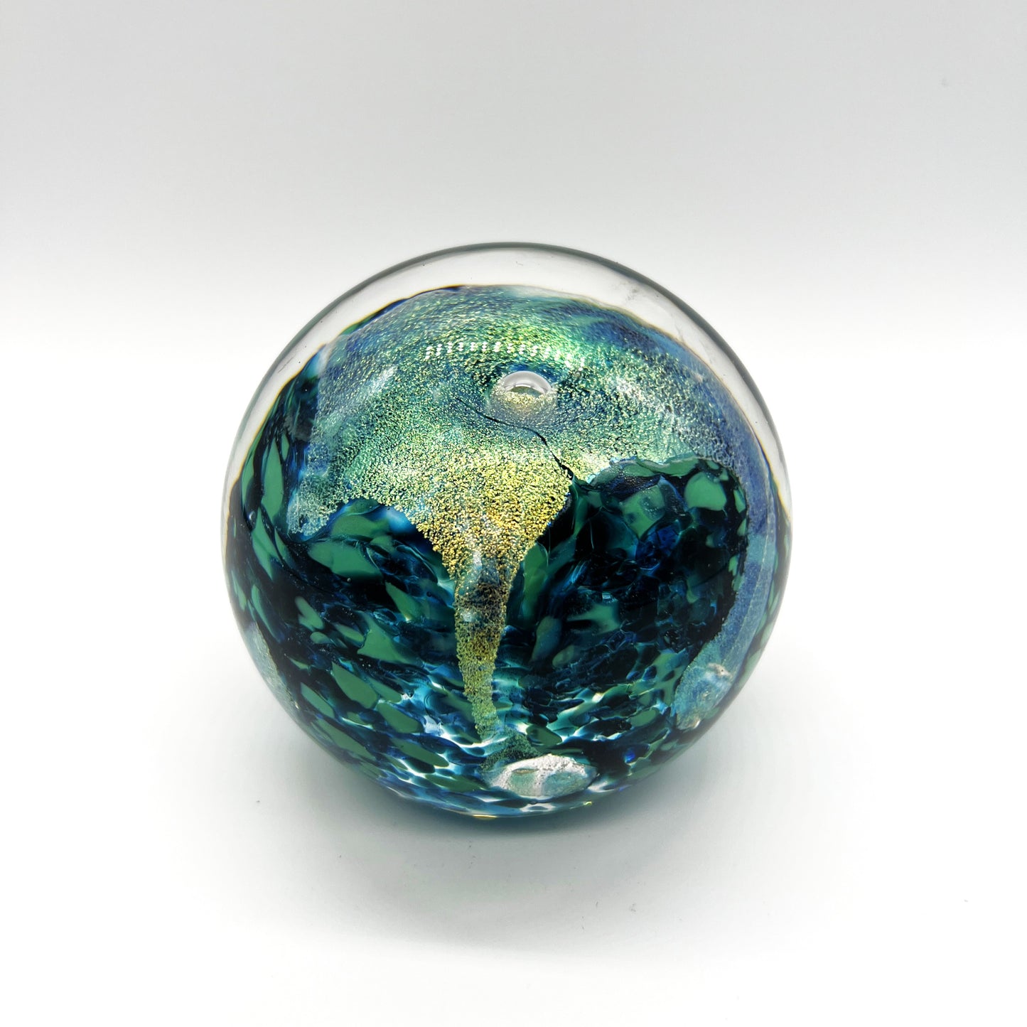 Dichroic Paperweight, Dk. Teal by Dottie Boscamp