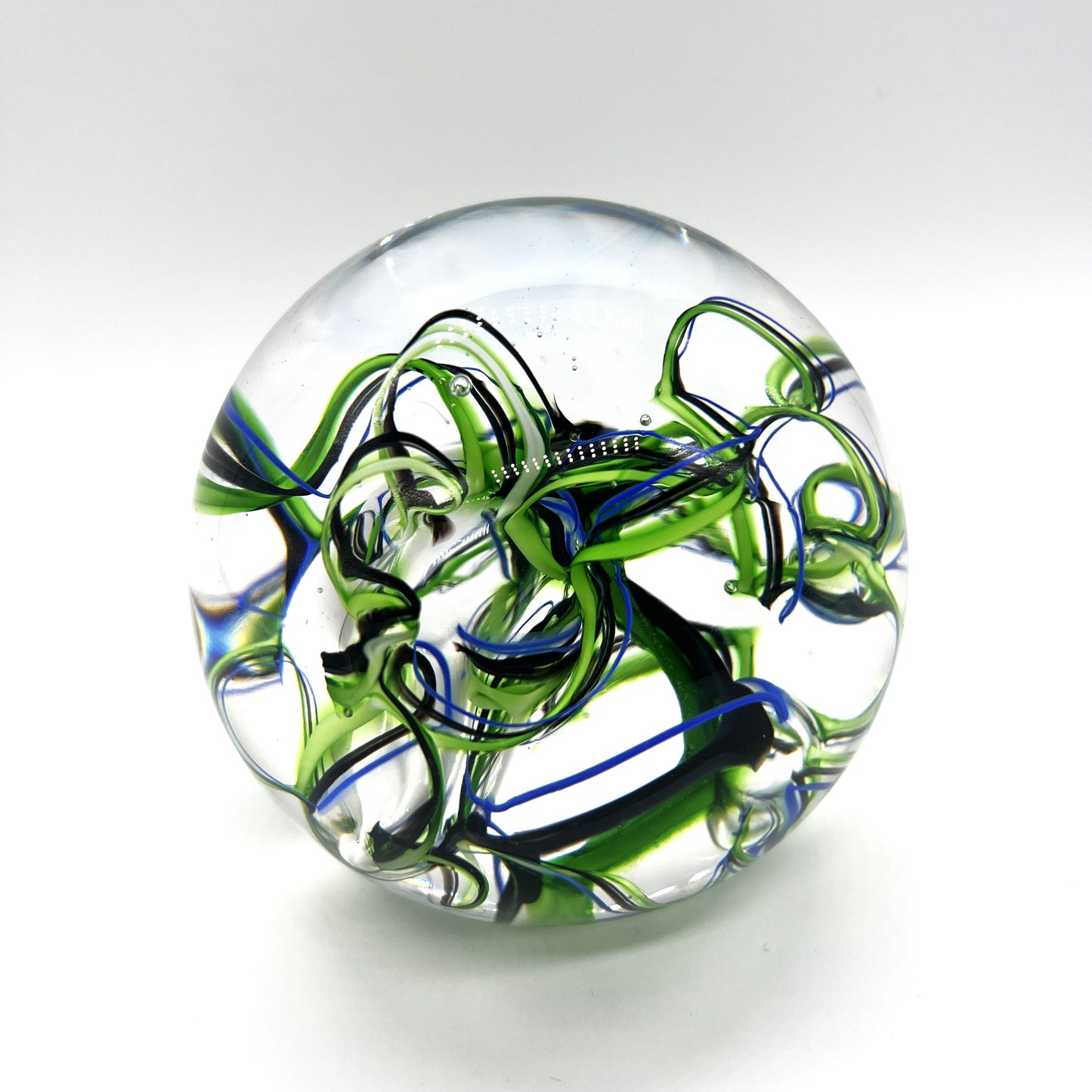 Small Abstract Paperweight, Green & Blue by Dottie Boscamp