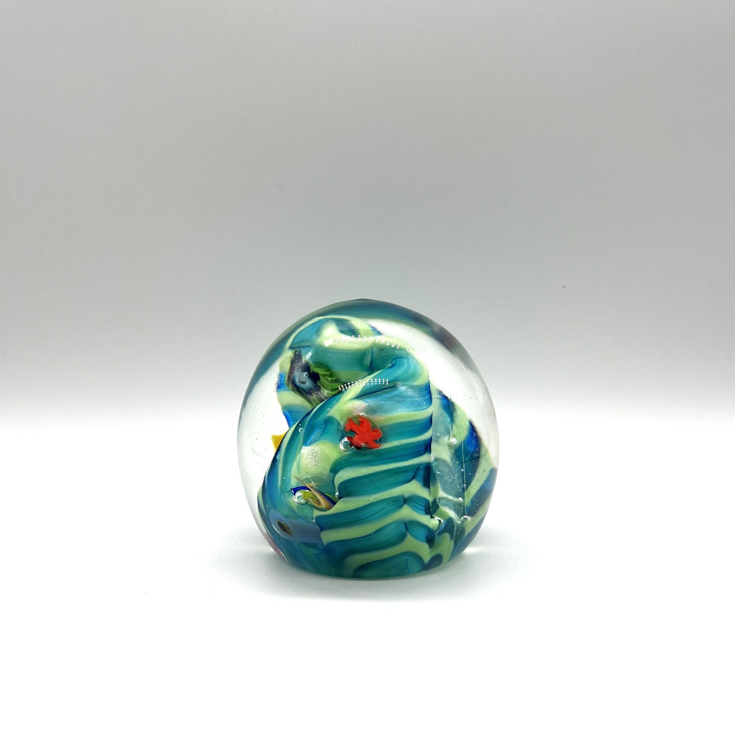Undersea Paperweight, 3" Green/Blue by The Glass Forge
