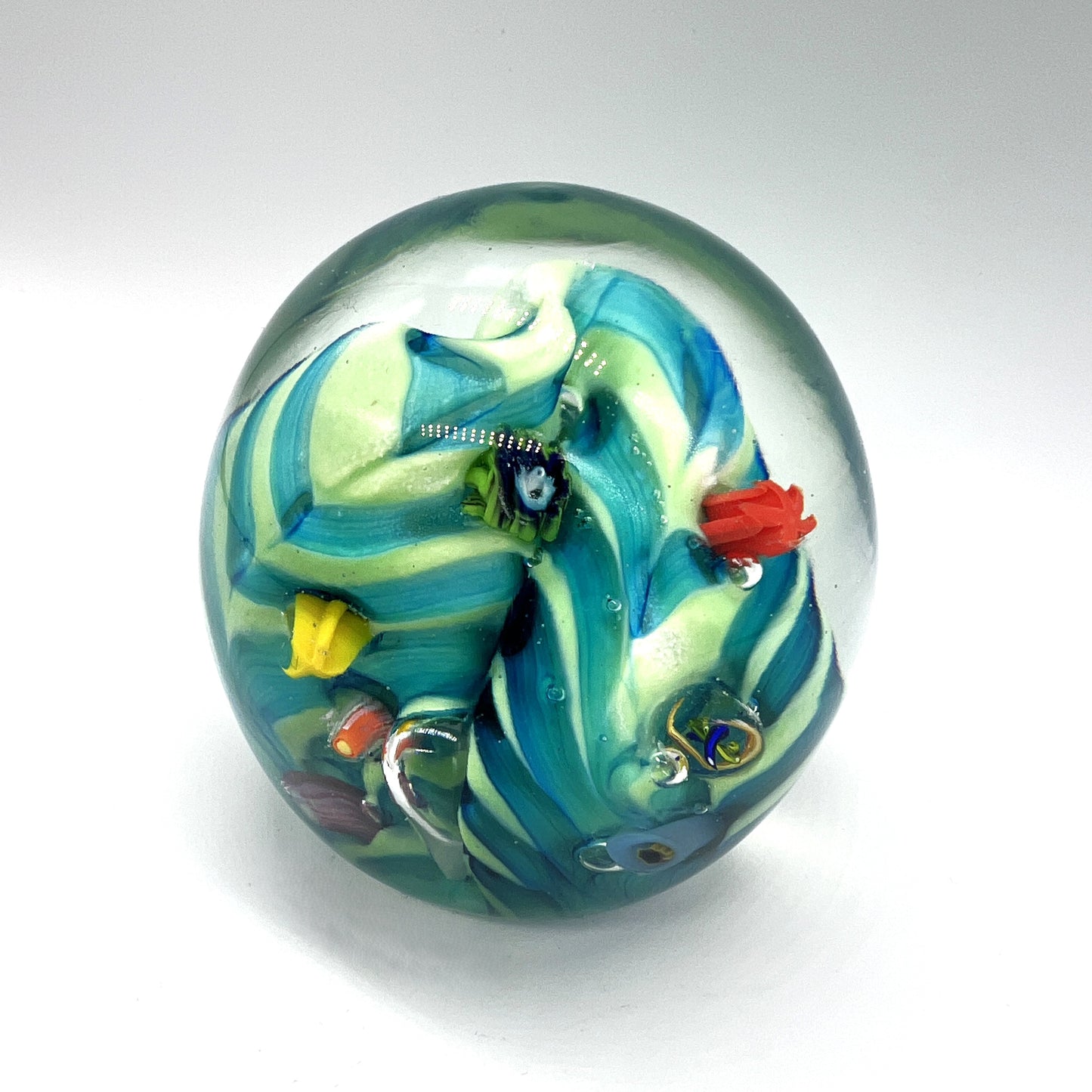 Undersea Paperweight, 3" Green/Blue by The Glass Forge