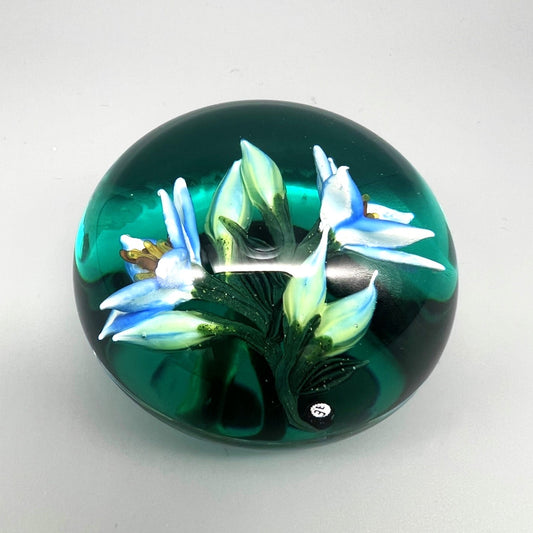 Ocean Lilies on Jade Paperweight by William Manson