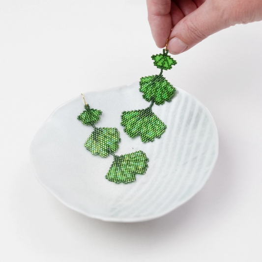 3-Tier Ginkgo Leaf Earrings by Tulia's Artisan Gallery