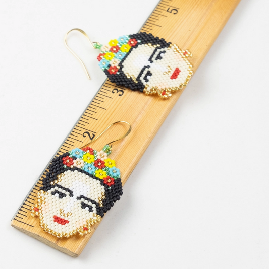 Frida Kahlo Palm Leaf Earrings by Tulia's Artisan Gallery