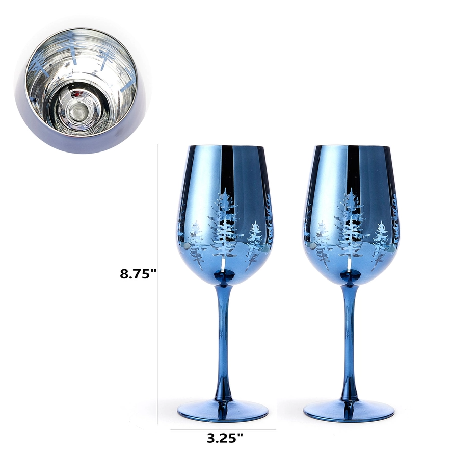 Crystal Christmas Tree Xmas Wine & Water Glasses - Set of 2 by The Wine Savant
