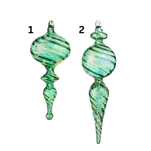 10" Green Blown Glass Ornament by RAZ Imports