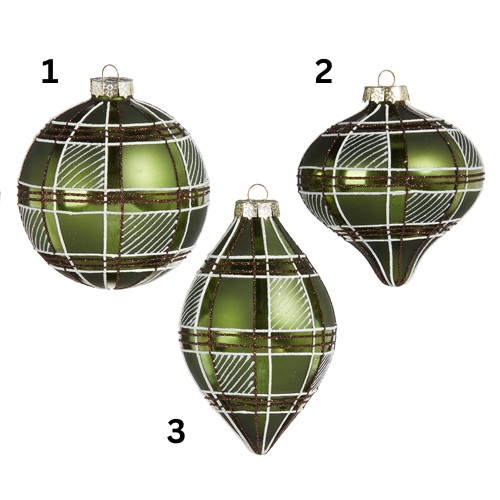 4" Plaid Ornament, Green by RAZ Imports