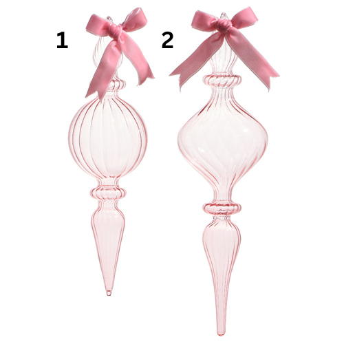 11" Clear Pink Blown Glass Finial Ornament by RAZ Imports