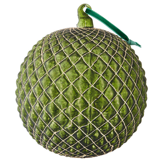 6" Quilted Ornament - Green by RAZ Imports