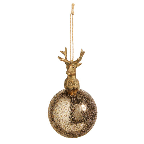 6" Reindeer Head Textured Gold Ornament by RAZ Imports