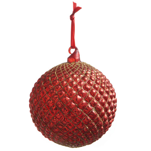 6" Quilted Ornament - Red by RAZ Imports