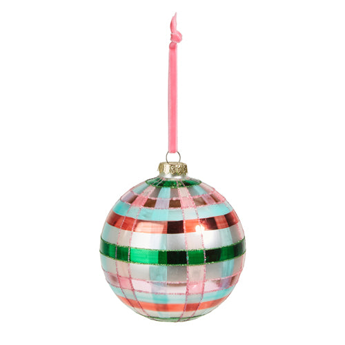 5" Pink and Green Plaid Ornament by RAZ Imports