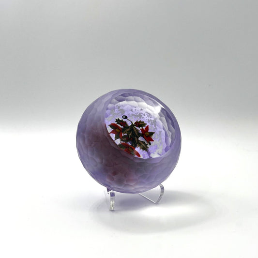 Battuto Christmas Flowers on Lilac Paperweight by William Manson