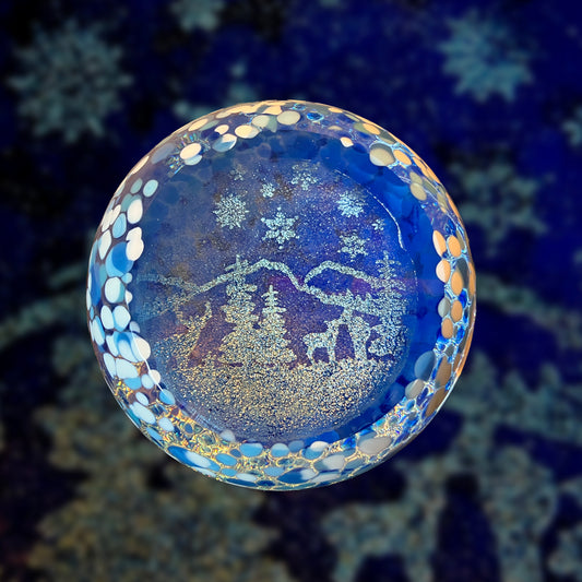 "Snowy Night" - 2023 Annual Holiday Paperweight by Glass Eye Studios