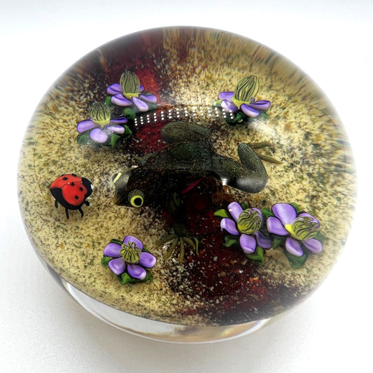 Frog and Ladybug Paperweight by Ken Rosenfeld