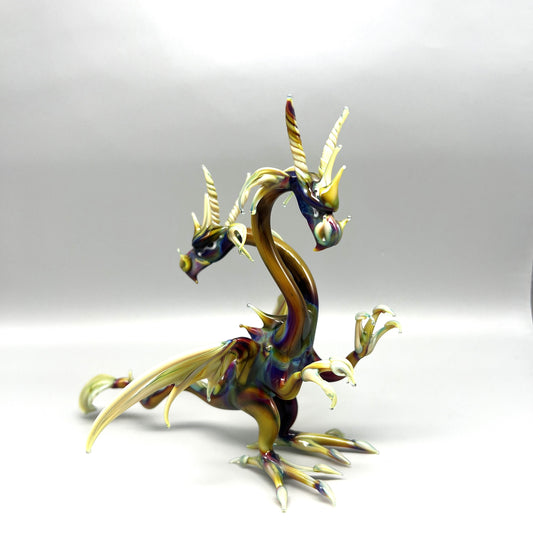 Standing Double Headed Dragon by WGK Glass Art Inc