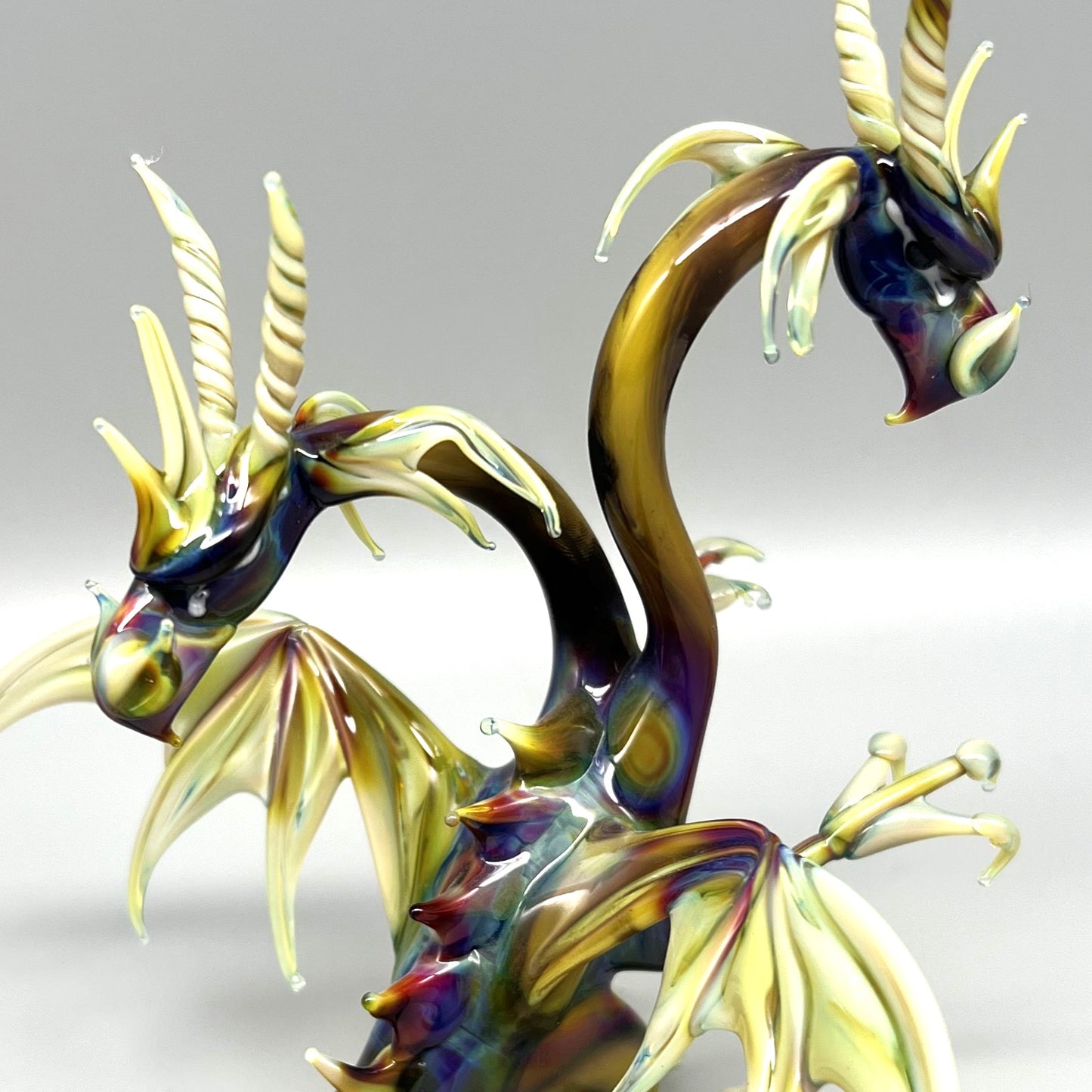 Standing Double Headed Dragon by WGK Glass Art Inc