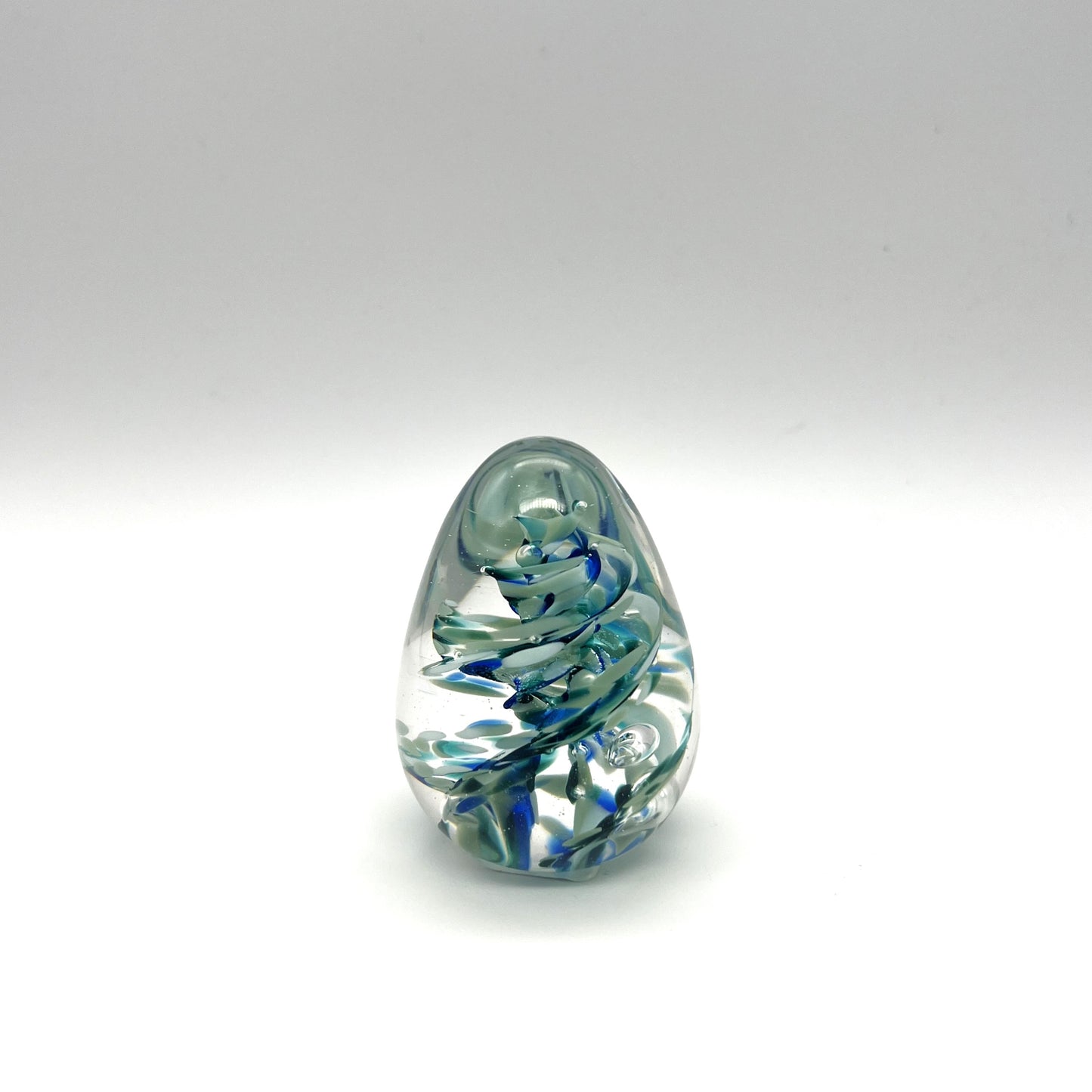 Teal Egg Paperweight by Boise Art Glass