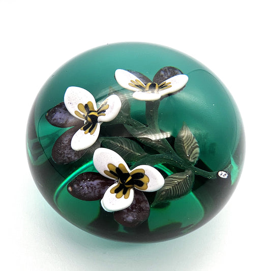 Pansy on Jade Paperweight by William Manson