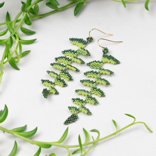 Fern Palm Leaf Earrings by Tulia's Artisan Gallery
