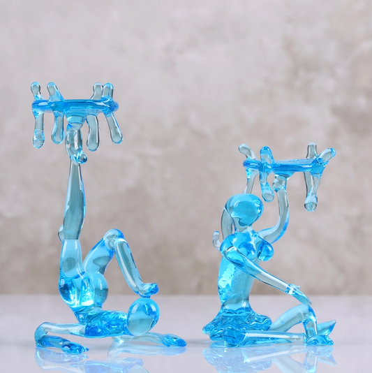 Man & Woman Glass Candle Holder by Adamodart